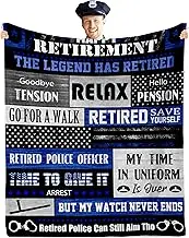 QOJUYO Police Retirement Gifts, Retired Police Officer Gifts, 100% Polyester, 60"x50" Throw Blanket, Blue