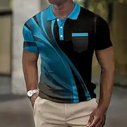 Men's Graphic Prints Geometry Waffle Polo Shirts Polo Shirts Short Sleeve Polo Shirts Turndown Casual Going out Print Summer Spring Yellow Blue Purple