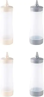 4 Pack 12 oz Plastic Squeeze Condiment Bottle with Tip Capfor Ketchup, Liquids, Paint, Sauces, Syrup, Dressings and Pancake Art/1814