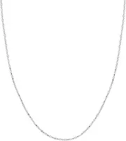 [JewelryWeb] 14ct White Gold Sparkle Cut Bead Chain Necklace 1.2mm Lobster Claw Closure Jewelry Gifts for Women - Length Options: 41 46 51