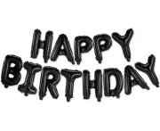 happy birthday letter balloon set - black