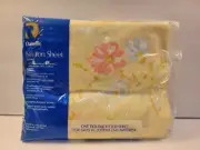 Vintage Dan River Fitted Double Sheet Yellow Floral NOS Danville No Iron
