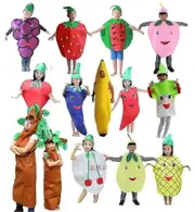 Unbrand Funny Halloween Party Children's Day Cartoon Fruit Vegetable Costume Cosplay Clothes Pumpkin Banana Tree For Boy Girl cherry