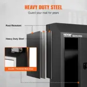 Heavy-Duty Steel Mail Drop Box with Combination Lock, Black, 305 x 155 x 360 mm