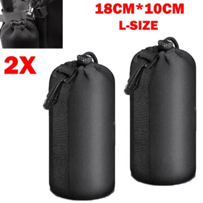2x L DSLR Camera Len Pouch Case Bag Cover Neoprene For Canon Nikon Panasonic US