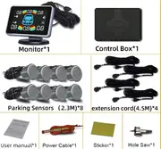 8 Parking Sensor Parktronic Car Automobile Reversing Backup Radar Electronics Rear Auto Detector Backing Assistance Kit Buzzer GRAY