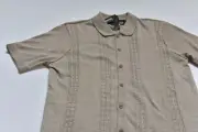 Buffalo David Bitton Men's Full Button Knit Polo Tan Size L - Heavy Fabric