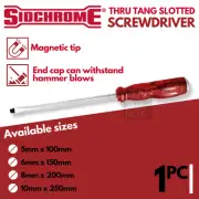 Sidchrome Slotted Flat Head Thru Tang Screwdriver 5mm 6mm 8mm 10mm Magnetic Tip