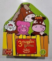 Vilac Farm 3x12 pc Wooden Puzzles. Made in Cedex France.2010. NEW