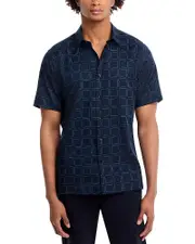 Theory Irving Short Sleeve Shirt in Grid Print