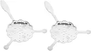 PRETYZOOM 2Pcs Stainless Steel Absinthe Spoon Elegant Wormwood Strainer for Cocktails Professional Mesh Filter for Bar Home Use Stylish Silverware