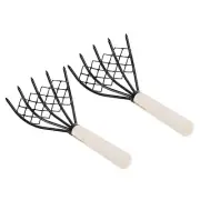 2Pcs 10" 5-Tine Claws Hand Rake Shell Clam Digger Dig Seafood Rake with Mesh Net
