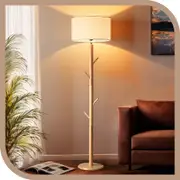 Krear 170CM Floor Lamp Standing Lamp Light with Clothes Rack for Office Living Room Bedroom Natural