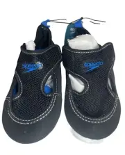 Speedo Youth Boys Hybrid Water Shoes Black L 9-10 Hook & Loop Close New