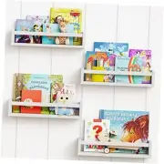 Floating Nursery Book Shelves for Wall Set of 4 Wall Bookshelf 16.5 Inch White