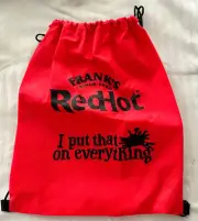 Frank's RedHot I Put That On Everything Burlap Drawstring Bag Tote Backpack