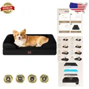 Waterproof Large Dog Bed with Egg-Crate Foam and Easy-Clean Cover, 35" x 22"