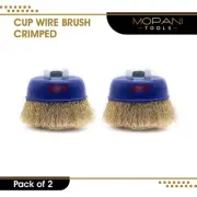 3" Crimped Wire Cup Wheel Brush Set For Grinders, 5/8"-11 Threaded Arbor: 2 Pack
