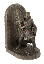 7" Medieval Times Crusades Templar Knight RIGHT Bookend Statue Bronze Color
