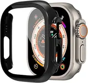 for Apple Watch Ultra 2/Ultra Case 49mm Screen Protector,PC Case with HD Tempered Glass Screen Protector,Waterproof Protective Cover for Apple Watch 49mm Case,Bumper for iwatch Ultra Case 49mm