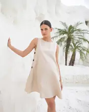 Maeve Buttoned Feeding Dress - Sand