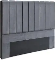Artiss Queen Bed Headboard Headboards Slats Beds Head Frame Base, Bedroom Furniture, Upholstered with Grey Velvet Fabric Foam Wood, 153 x 120 x 8cm, Modern Design
