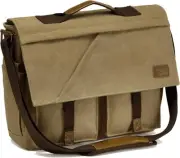 Messenger Bag for Men, Vintage Water Resistant Canvas Laptop Bag 14-17 inch