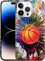 GlamCase for iPhone 14 Pro Max, iPhone 14 Pro Max Case - Vintage Color Basketball Design Printed Slim & Sleek Cute Plastic Hard Protective Designer Back Phone Case/Cover for iPhone 14 Pro Max