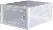 Mobestech 2PCS Box Transparent Drawer Type Plastic Shoe Storage Boxes Simple Stackable Shoe Containers for Home Organization Lightweight and Material White