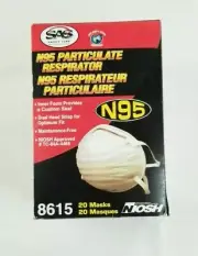 SAS N95 Particulate Respirator Mask 20 Count NIOSH Approved Dual Strap #8615