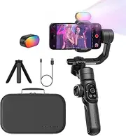 Gimbal Stabilizer for Smartphone, Phone Gimbal w/8" Extension Rod, Profession 3-Axis Gimbal Stabilizer w/RGB Magnetic Fill Light for Video Recording, Compatible w/iPhone/Andriod-Smart S2 Kit
