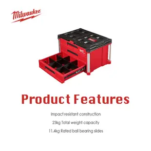 Milwaukee 48-22-8443 PACKOUTTM 3 抽屜工具箱儲物盒 Bekas Simpanan PAC