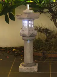 在飛比找松果購物優惠-新中式風格彩繪合成樹脂庭院擺件仿古日式落地宮燈景觀燈 (5.
