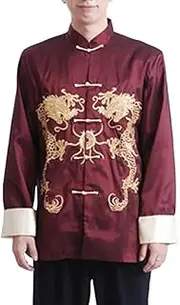 [Generic] Chinese New Year Men Traditional Tang Jacket Kung Fu Wing Chun Uniform Wedding Party Long Sleeve Top Coat