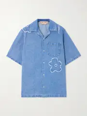 [Marni] Marni - Embroidered Frayed Denim Shirt - Blue - IT38 IT 38 Blue
