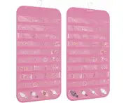 2-Pack Hanging Jewelry Organizer 80-Pocket Dual-sided Jewelry Storage for Jewelry Earring Necklace Bracelet Ring Storage Travel Holder, Pink