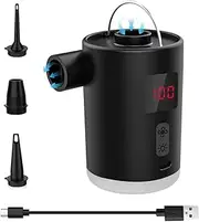 zolyet Portable A Pump Cordl Electric A Compressor Inflation & Deflation Pump with 3 Nozzles & 3-Mode Light for Inflation Pool AirMattr Airbed Swimming Rings Black
