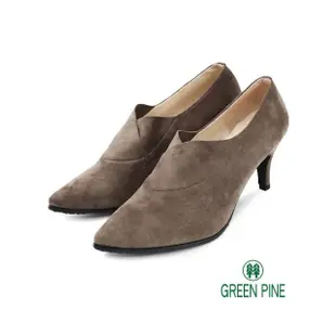 【GREEN PINE】寒流必穿經典尖頭優雅絨料細跟女踝靴可可色(00708786)