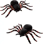 Flocked Spiders 10cm Set 2 Accessory for Halloween Fancy Dress
