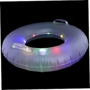 FOYTOKI Swimming Pool Floating Ring Inflatable Adult Swim Ring Led Light Safe PVC Material