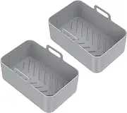 Silicone Pot for Ninjas Air Fryer, Silicone Liner Double Air Fryer Silicone Air Fryer Basket, Air Fryer Rack Accessories for Air Fryer, Oven, and Microwave (2*Grey)