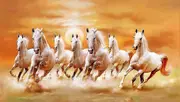 Seven Running White Horse Animals Canvas Painting Wall Art Picture For Living Room Office Decorating Study Room Decoration Picture-60cm*30/80/100/1...