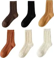 [AABDTYYD] 6 Pairs Womens Socks,Crew Socks Women,Ladies Socks,Funky Socks,Vintage Style Cotton Socks Casual Stretch Breathable Women's Socks,One Size,Suitable for Sports Workouts Daily Wear, black, 4-12