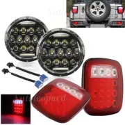 4pcs 7" headlight high low DRL Beam+Red/White Tail Light For Jeep Wrangler TJ JK (for: Jeep)