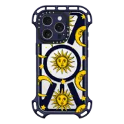 iPhone 16 Pro Ultra Bounce Case MagSafe Compatible Sun Moon Stars Transparent Gold Yellow