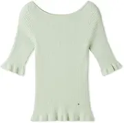 [FRAY I.D] Frey Idea FWNT251122 Women's Boat Neck Eyelet Rib Pullover
