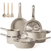 Nonstick Pots and Pans Set (12-Piece) | Taupe Granite Cookware