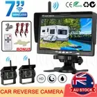 7" Wireless Rear View Monitor +2x WIFI Reverse Camera Kit Caravan Bus Truck 12V