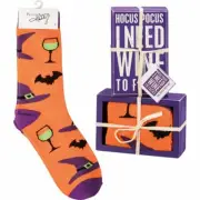 Hocus Pocus I Need Wine | Box Sign & Socks Set | Halloween Primitives by Kathy