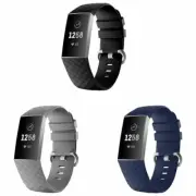 StrapsCo Silicone Strap for Fitbit Charge 4 & 3 - Black/Blue/Grey - 3 Pack